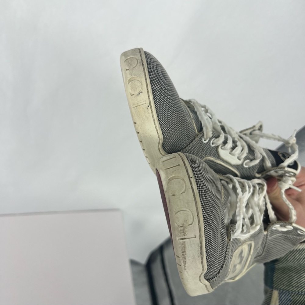 Gucci Gray and Cream High-Top Sneakers - Picture 16 of 17